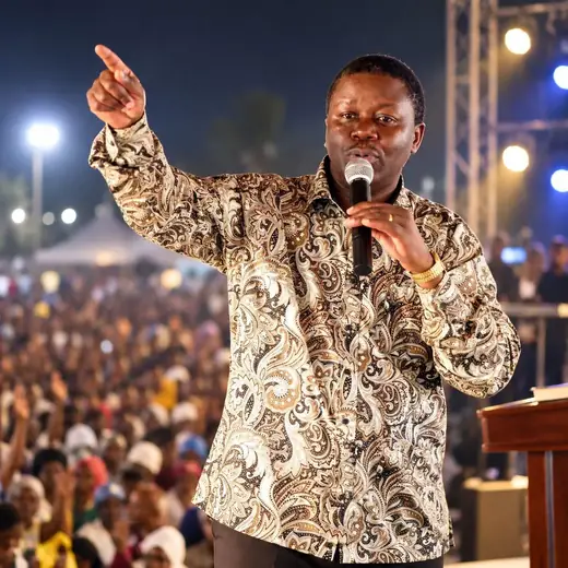 Preaching at a night crusade